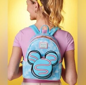Loungefly Disney Eats Macaron Blue and Pink Mickey Ears Backpack